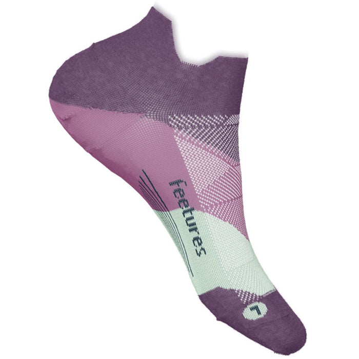 Quarter view Women's Feetures Sock style name Elite Ultra Light No Show in color Peak Purple. Sku: E555632