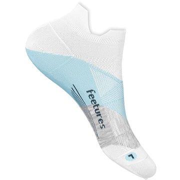 Quarter view Women's Feetures Sock style name Elite Ultra Light No Show in color White Sky. Sku: E559681