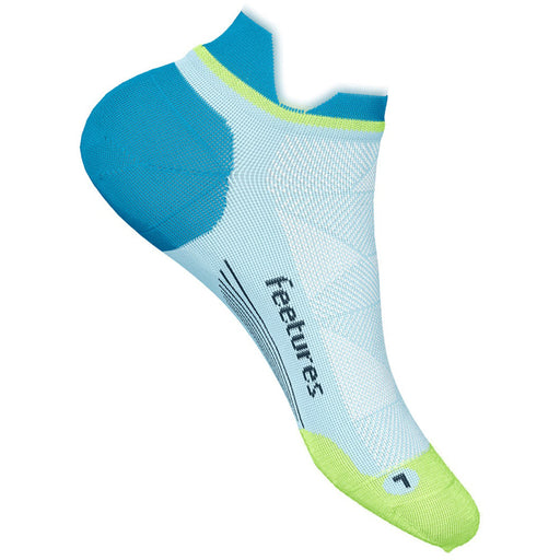 Quarter view Women's Feetures Sock style name Elite Max Cushion No Show in color Blue Crystal. Sku: EC5010685