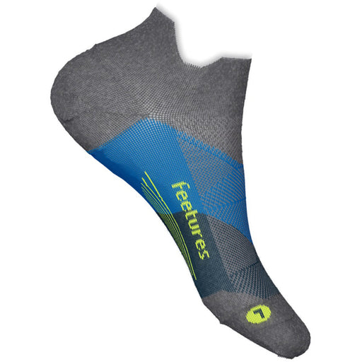 Quarter view Unisex Feetures Sock style name Elite Max Cushion No Show Tab in color Gravity Gray. Sku: EC505638