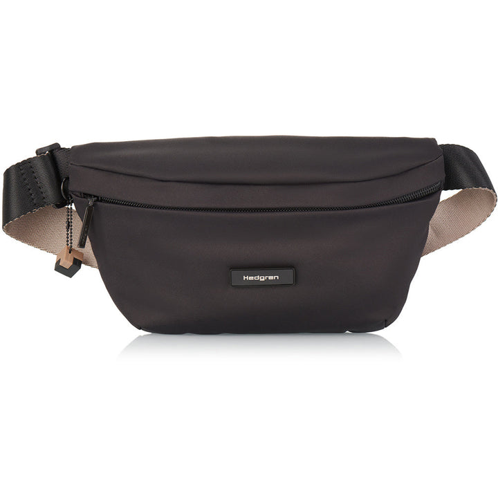 Quarter view Women's Hedgren Hand Bag style name Halo Waist Pack in color Black. Sku: HNOV01-003