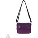 Quarter view Women's Hedgren Hand Bag style name Elizabeth Mini Crossbody in color Deep Purple. Sku: HROY01-607