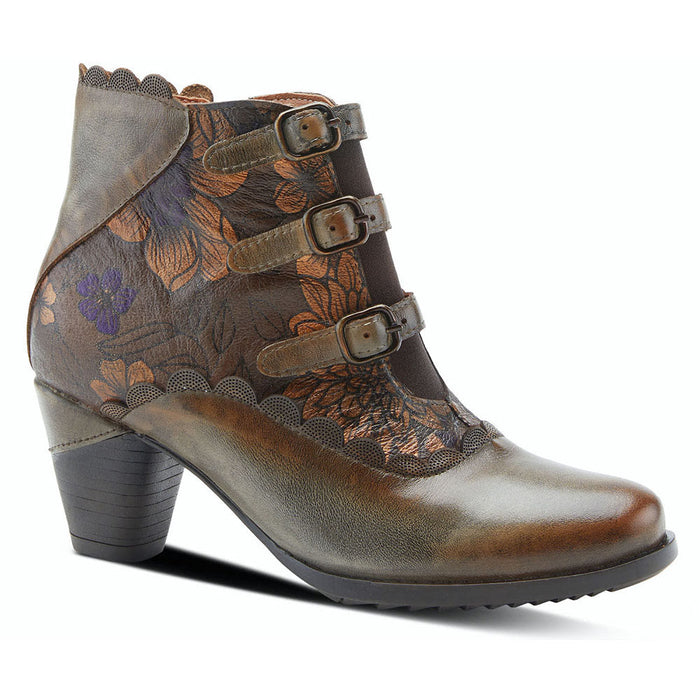 Quarter view Women's L'Artiste Footwear style name Iwantit color Brown Multi Leather. Sku: IWANTIT-BRM
