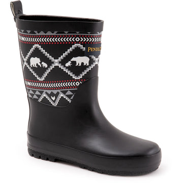 Quarter view Kids Pendleton Footwear style name Lost Trail Mid Boot color Black. Sku: PK2260-001