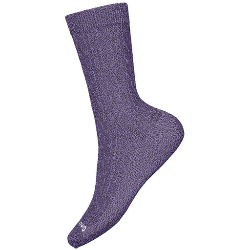 Quarter view Women's Smartwool Sock style name Everyday Cable Crew in color Purple Iris. Sku: SW001830M84