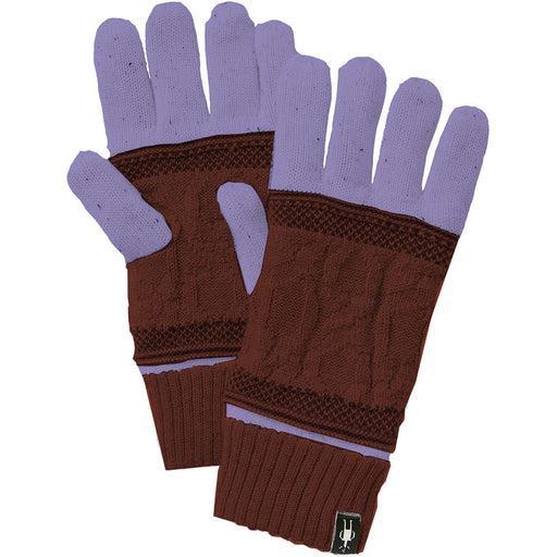 Quarter view Unisex Smartwool Apparel style name Popcorn Cable Glove in color Ultra Violet. Sku: SW011470L46