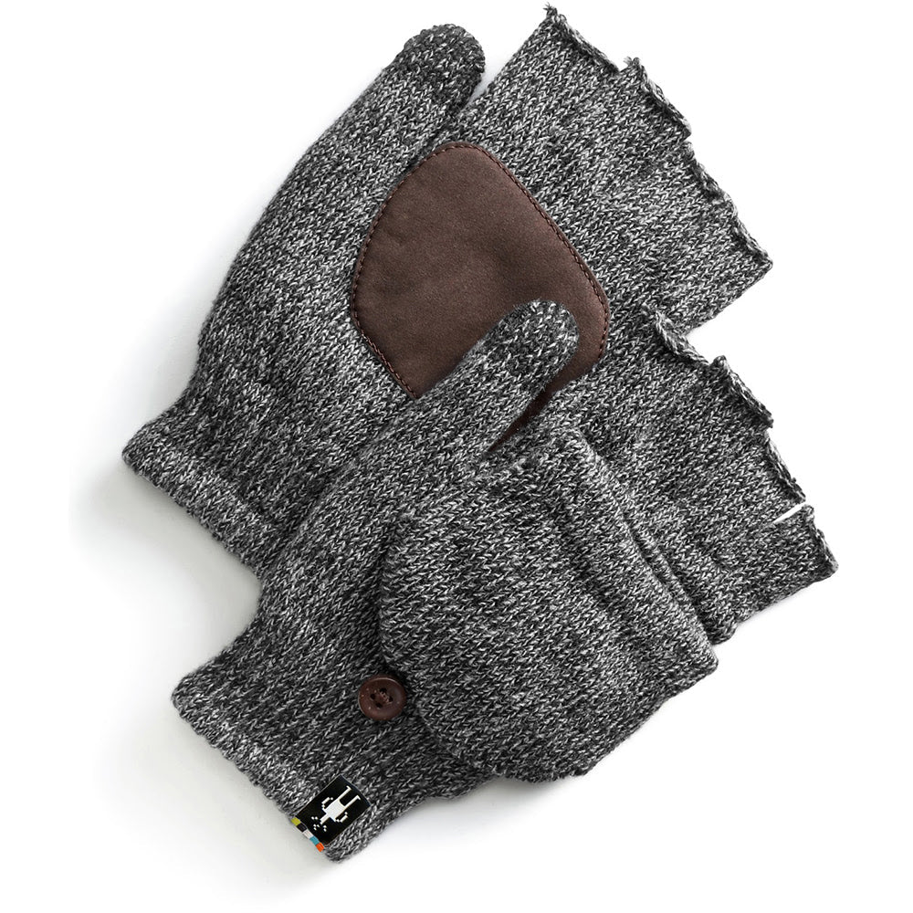 Quarter view Unisex Smartwool Apparel style name Cozy Grip Flip Mitt in color Black. Sku: SW011475001