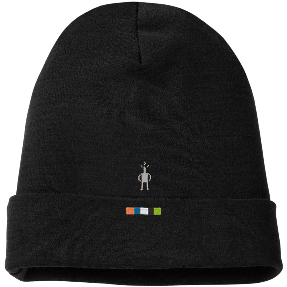 Quarter view Unisex Smartwool Accessories style name Merino Cuffed Beanie color Black. Sku: SW0SW956001