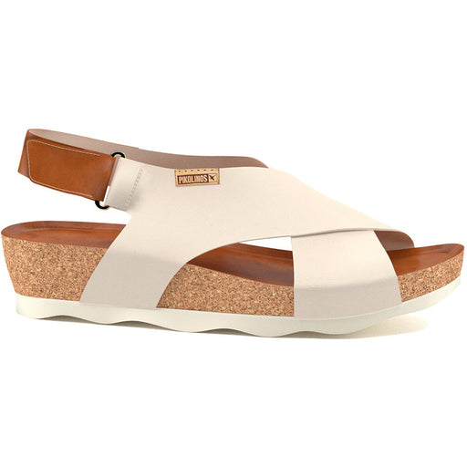 Quarter view Women's Pikolinos Footwear style name Mahon 0914 in color Marfil. Sku: W9E-0912MAR