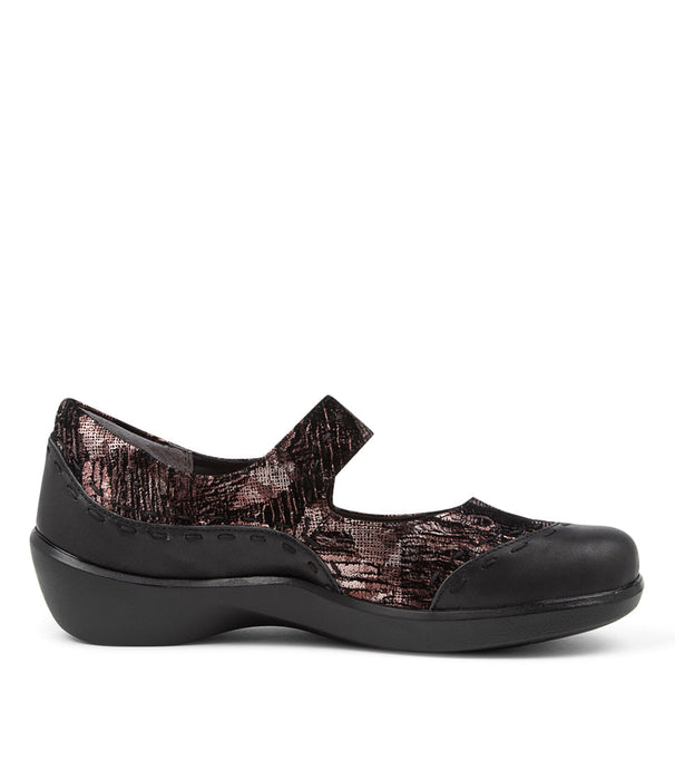 Women's Shoe, Brand Ziera  in  in Black Copper/ Black Mix Leather-Suede shoe image inside view