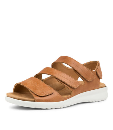 Quarter view Women's Ziera Footwear style name Bonny-W in Tan/ White Sole Leather. Sku: ZR10588TACLE