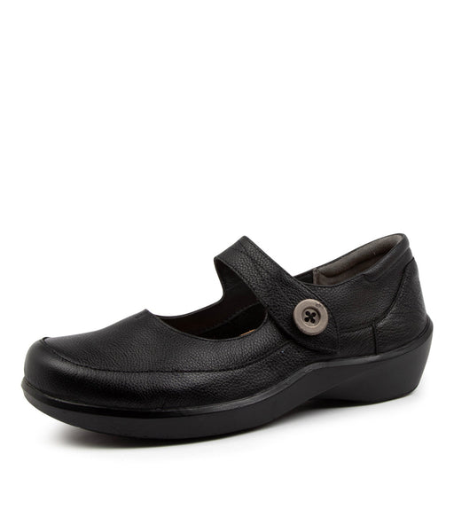 Quarter view Women's Ziera Footwear style name Gloria in Black Leather. Sku: ZR10226BLALE