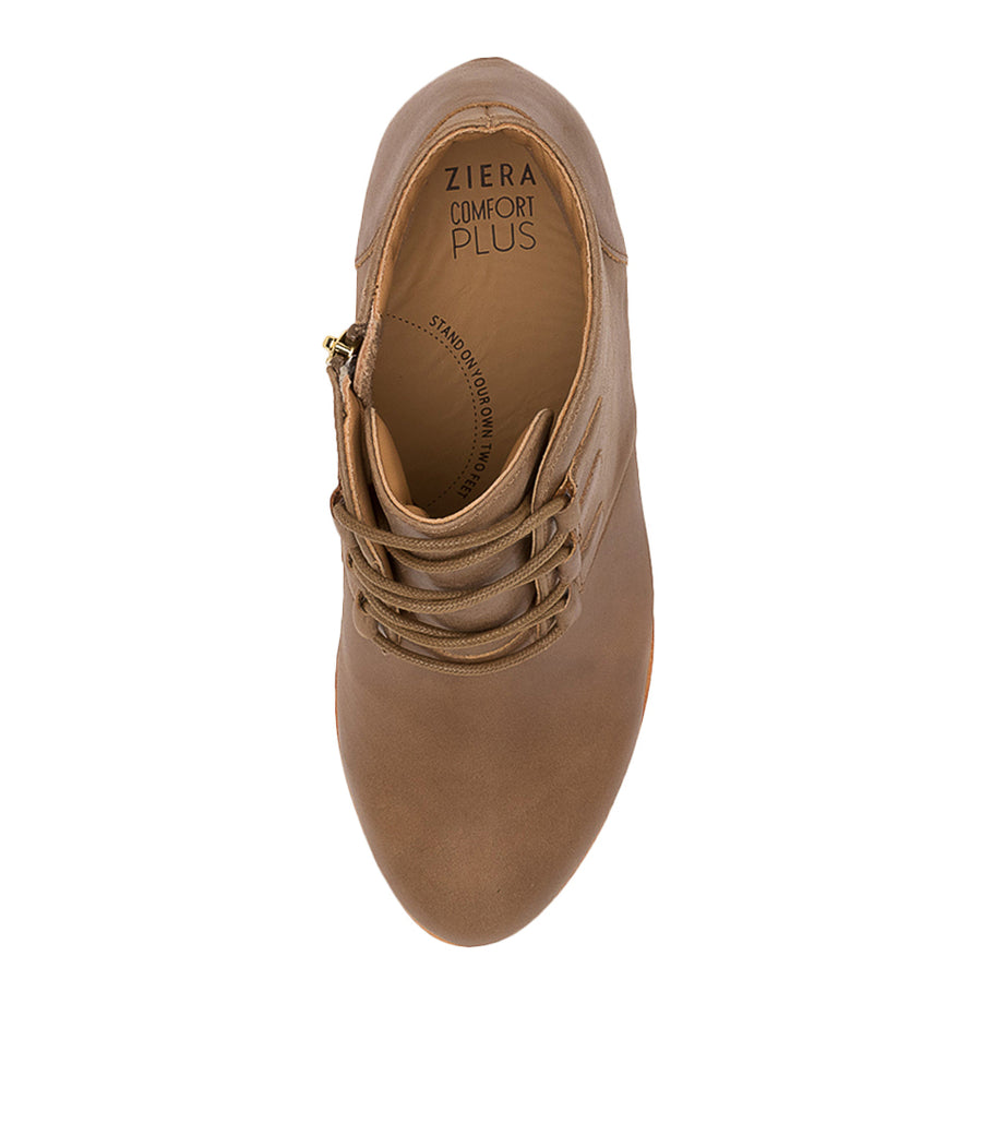 Overhead view Women's Ziera Footwear style name George in Taupe Leather. Sku: ZR10285NGVLE