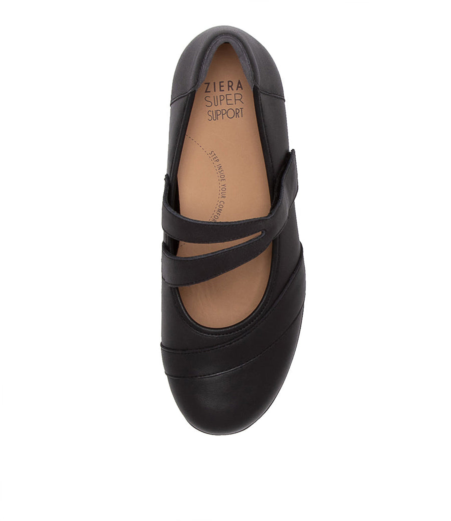 Women's Shoe, Brand Ziera  in  in Black Leather shoe image top view