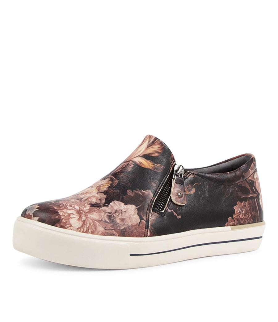 Women's Shoe, Brand Ziera Ambera in Wide in Antique Floral Leather shoe image quarter turned