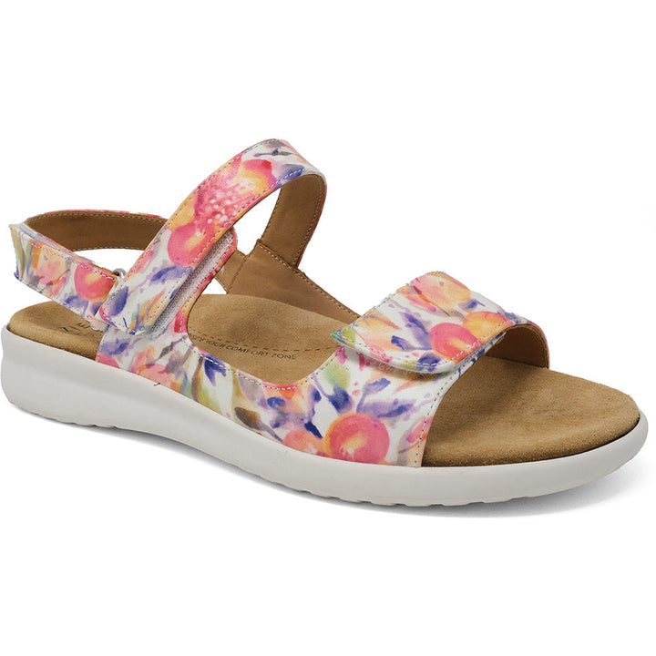 Quarter view Women's Ziera Footwear style name Benji-W in color Orange Floral. Sku: ZR10589OKGLE